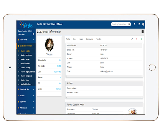 Student information for erp